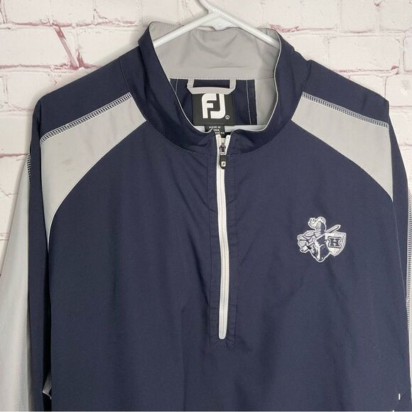 Footjoy 1/2 Zip Golf Pullover Long Sleeve Windshirt Navy Silver Size L - Picture 8 of 13